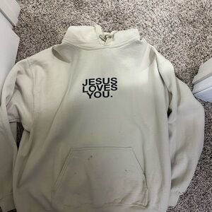 Cream Sweatshirt with Jesus Loves You Message